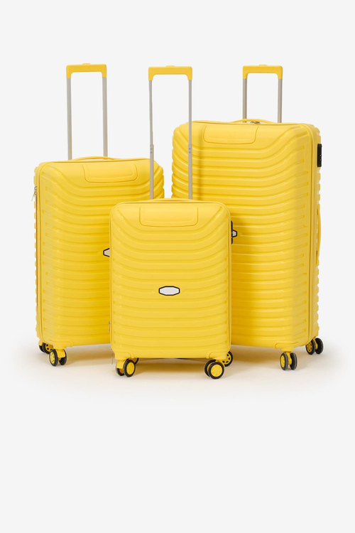 3'lü Set Silikon Kırılmaz PP Unisex Sarı Valiz PWVLZ005