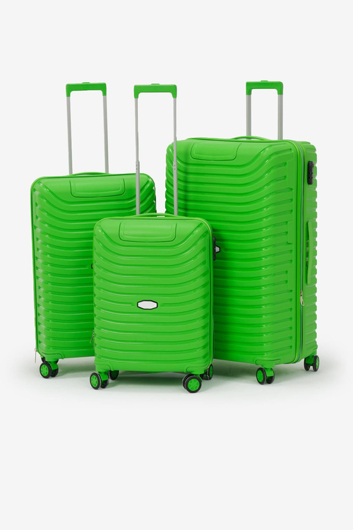 3'lü Set Silikon Kırılmaz PP Unisex Yeşil Valiz PWVLZ005
