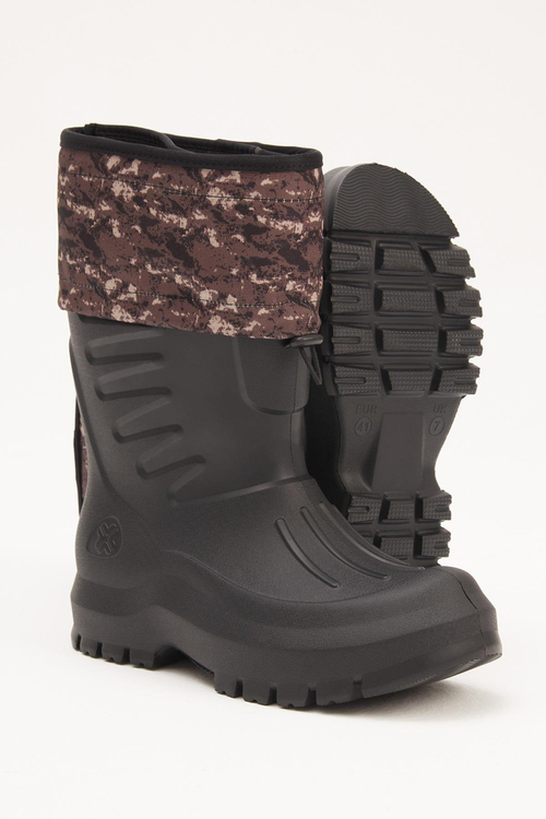 Erkek Siyah Rahat Kalıp Eva Kamuflaj Desenli Çizme