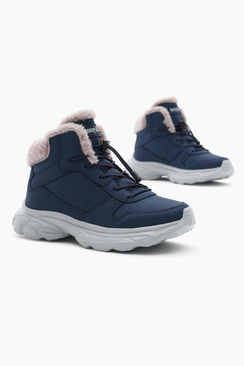 Faylon Taban İçi Kürklü Lastik Bağcıklı Çocuk Unisex Lacivert Bot TBALS020