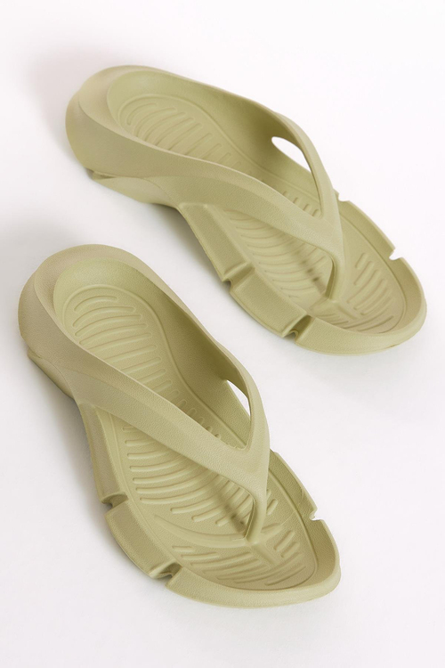 Kadın Çimen Yeşili Kalın Tabanlı Parmak Arası Eva Terlik