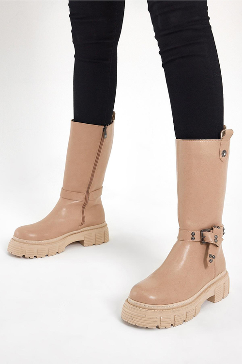 Kadın Nude Cilt Tonny Black Rahat Kalıp Tokalı Çizme