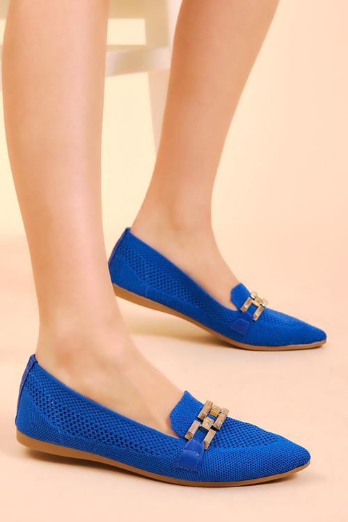 Kadın Sax Rahat Kalıp Tokalı Örgü Babet