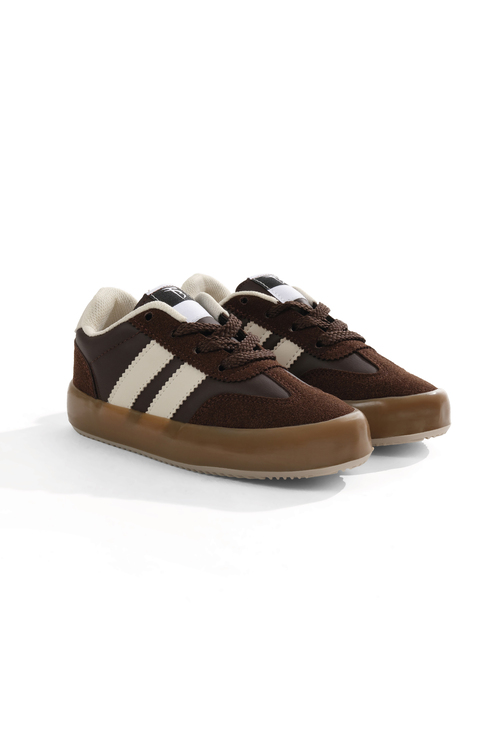 Microlight Taban Rahat Bağcıklı Sneaker Çocuk Unisex Kahve Bej Sneaker TBTMKD080