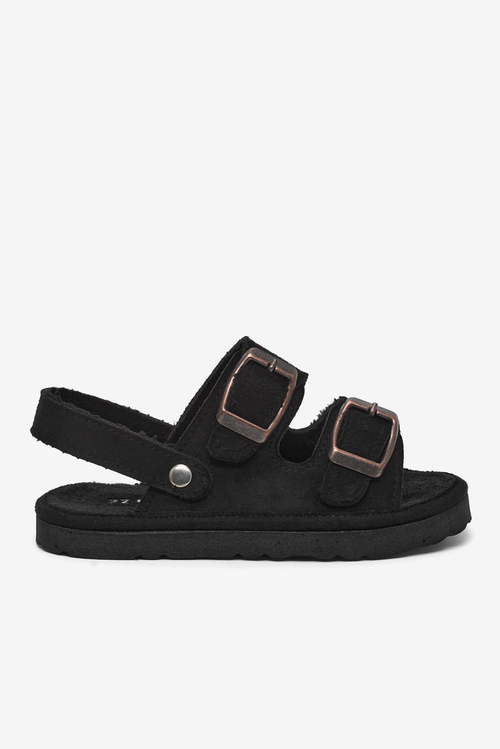 Rahat Kalıp Çift Tokalı Bebe Paitk Sandalet Çocuk Unisex Siyah Sandalet TBÖZDR005