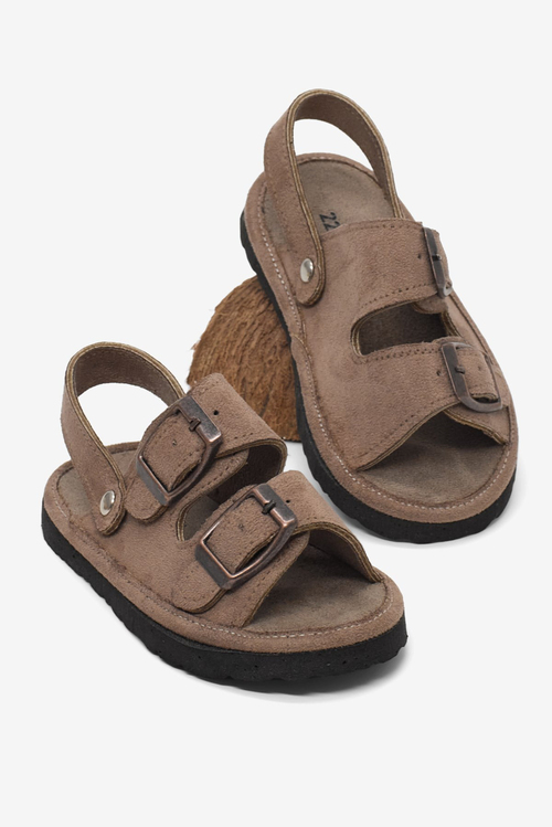 Rahat Kalıp Çift Tokalı Bebe Paitk Sandalet Çocuk Unisex Vizon Sandalet TBÖZDR005