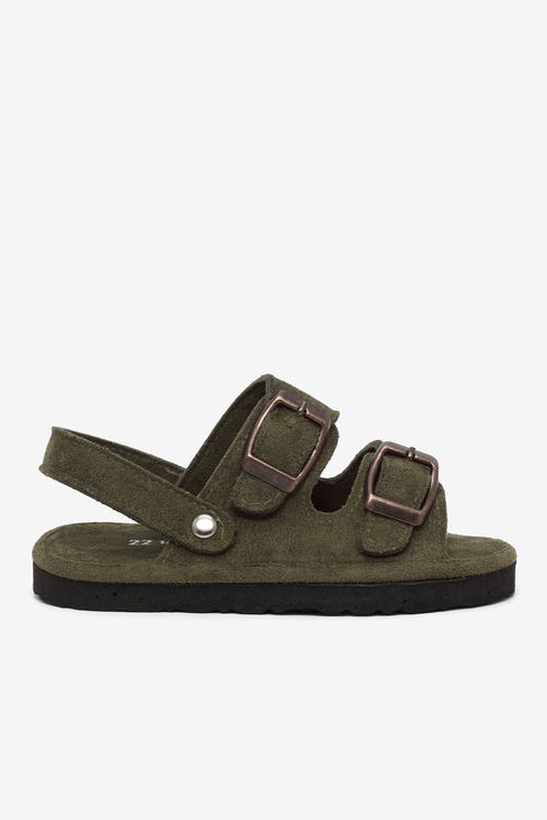 Rahat Kalıp Çift Tokalı Bebe Paitk Sandalet Çocuk Unisex Haki Sandalet TBÖZDR005