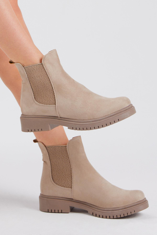 Rahat Kalıp Lastikli Kadın Krem Süet Bot TBER160