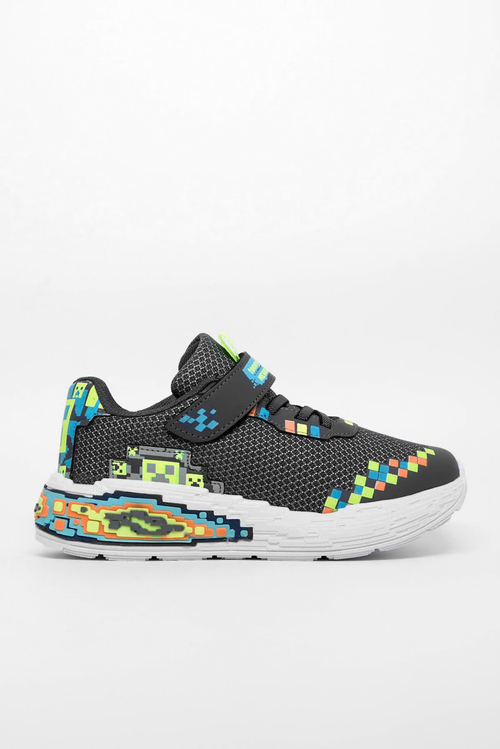 Rahat Kalıp Nefes Alabilen Cırtlı Işıklı Sneaker Çocuk Unisex Füme Sneaker TBTMKD050