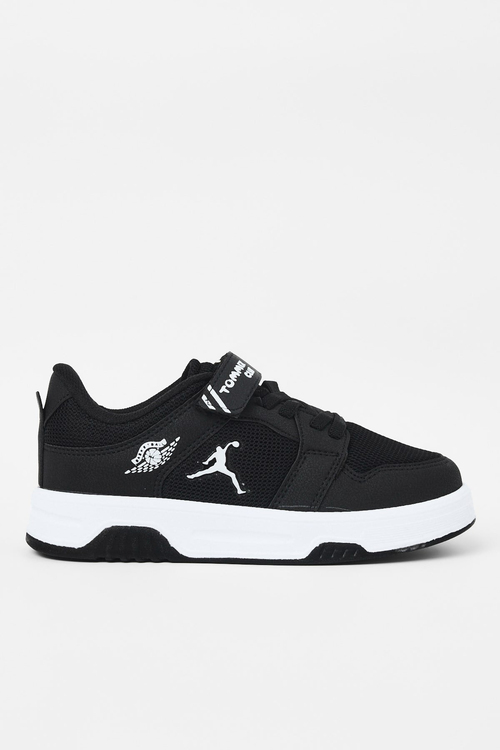 Rahat Kalıp Ortopedik Cırtlı Sneaker Çocuk Unisex Siyah Siyah Sneaker TBDLT509