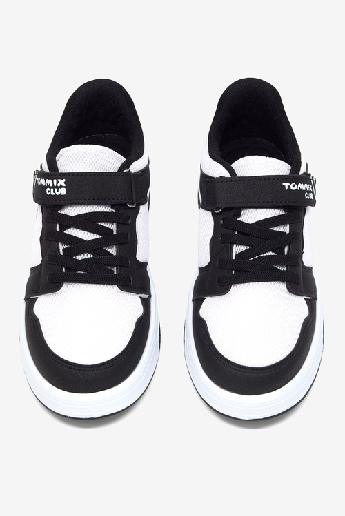 Rahat Kalıp Ortopedik Cırtlı Sneaker Çocuk Unisex Siyah Beyaz Sneaker TBDLT509