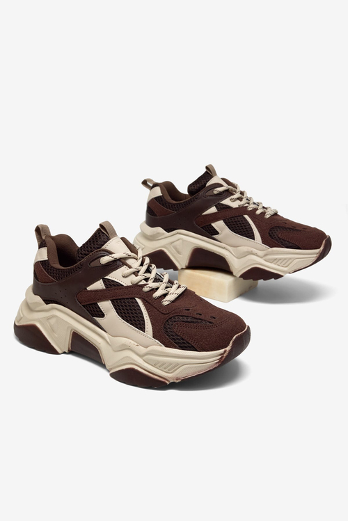 Rahat Kalıp Poli Taban Bağcıklı Sneaker Kadın Kahve Sneaker TBCRN1903