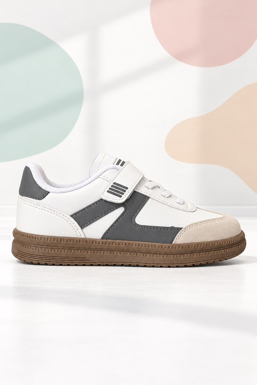 Rahat Kalıp Termo Taban Cırtlı Sneaker Unisex Beyaz Füme Sneaker TBTCRT
