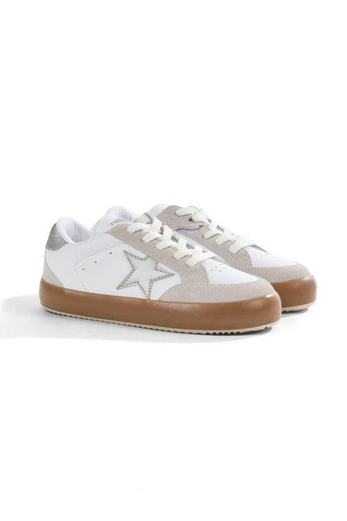 Termo Taban Rahat Kalıp Bağcıklı Sneaker Kadın Beyaz Gümüş Sneaker TBZER090