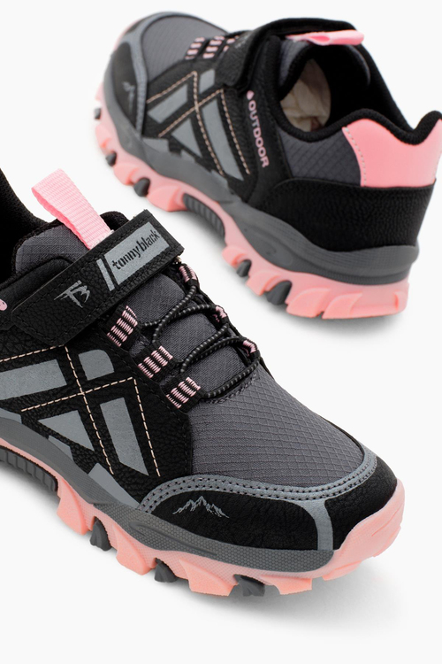 Termo Taban Su İtici Kumaş Cırtlı Çocuk Unisex Füme Pembe Trekking Ayakkabı TBTMKD025