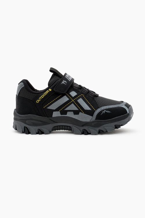 Termo Taban Su İtici Kumaş Cırtlı Çocuk Unisex Siyah Füme Trekking Ayakkabı TBTMKD025