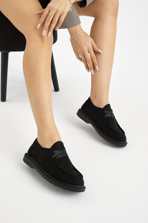 Termo Taban Süet Görünümlü Kadın Siyah Günlük Loafer TBMHH030