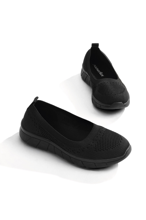Triko Günlük Loafer Ayakkabı Kadın Siyah Siyah Ayakkabı TBSİSU