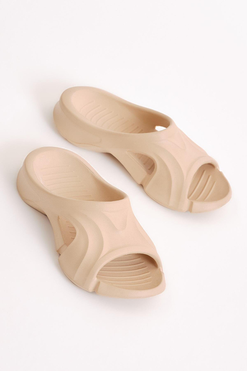 Unisex Bej Desenli Kalın Tabanlı Eva Terlik