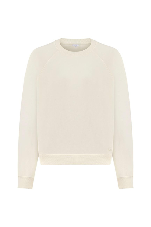 %100 Organik Pamuk Sweatshirt / Ekru