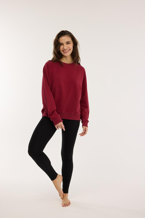 %100 Organik Pamuk Sweatshirt / Vişne