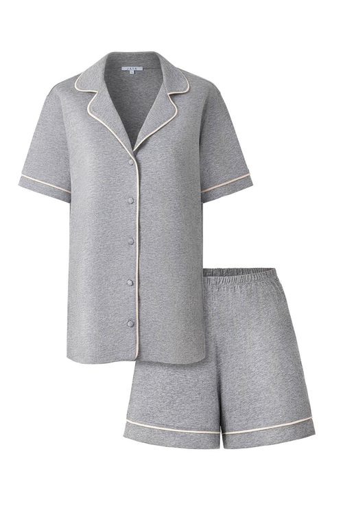 Bambu Şortlu Pijama Takımı / Gri Melanj