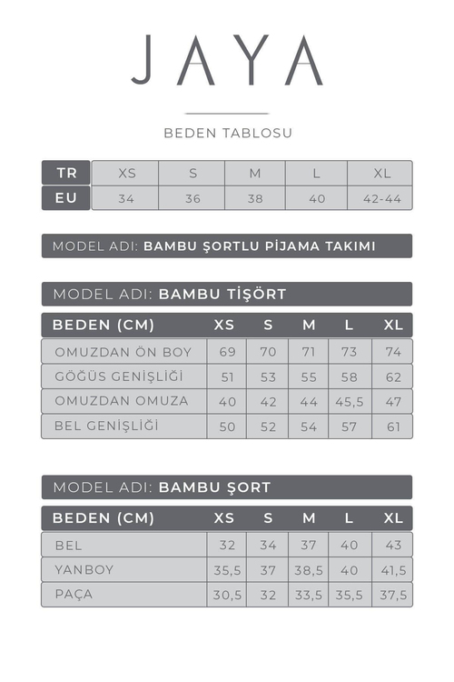 Bambu Şortlu Pijama Takımı / Krem
