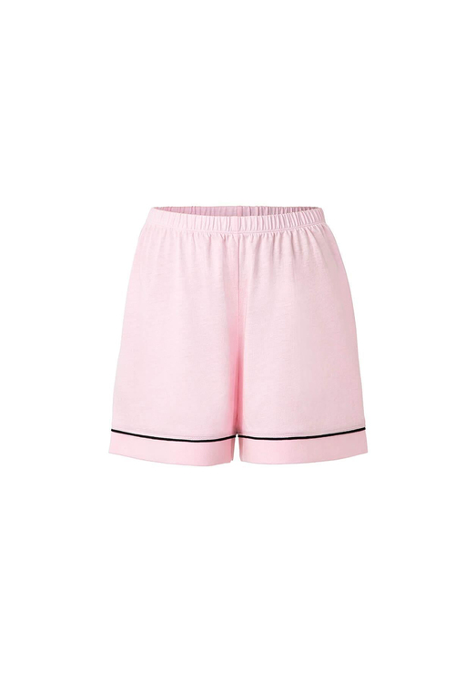 Modal Biyeli Şortlu Pijama Takımı / Pembe