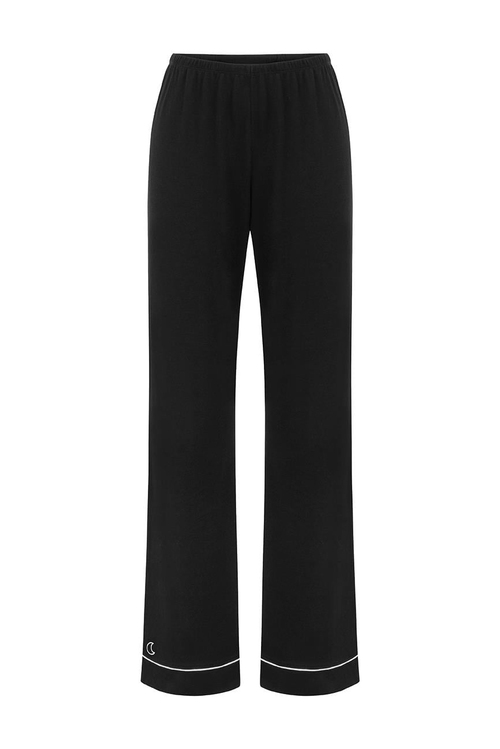 Modal Biyeli Uzun Kollu Pijama Takımı / Siyah