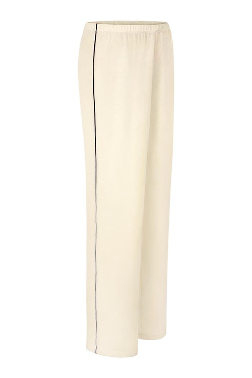 Modal Biyeli Uzun Kollu Pijama Takımı / Krem
