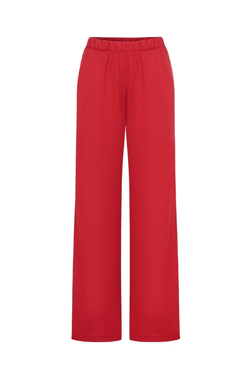 Modal Biyeli Uzun Kollu Pijama Takımı / Kırmızı