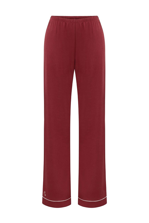 Modal Biyeli Uzun Kollu Pijama Takımı / Vişne