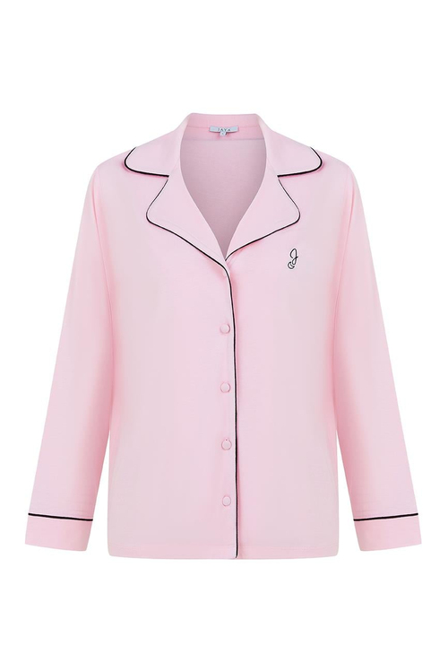 Modal Biyeli Uzun Kollu Pijama Takımı / Pembe