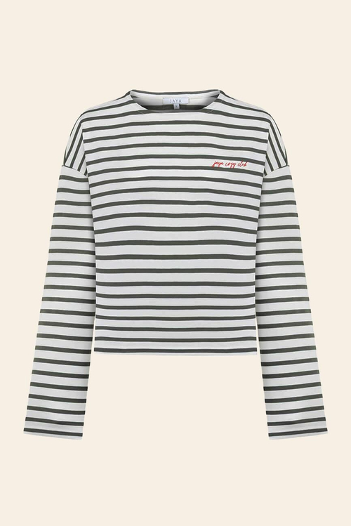 Pamuklu Çizgili  Uzun Kollu Pijama Takımı / Yeşil