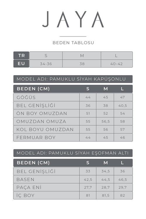 Pamuklu Kapüşonlu Eşofman Takımı / Siyah