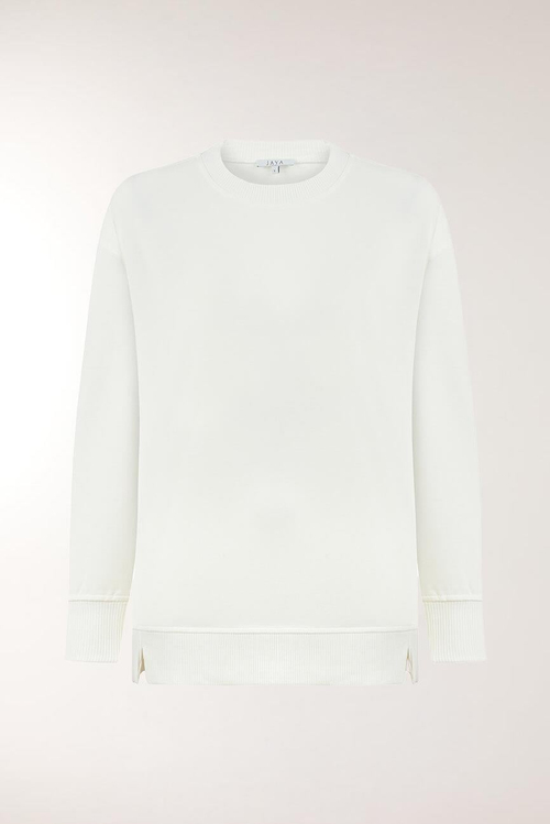 Pamuklu Sweatshirt / Beyaz | JAYA