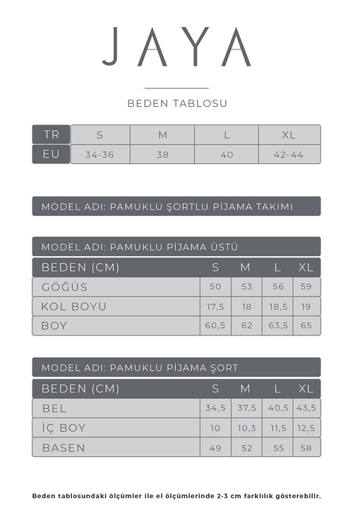 Pamuklu V Yaka Kısa Şortlu Pijama Takımı / Saks Mavisi | JAYA