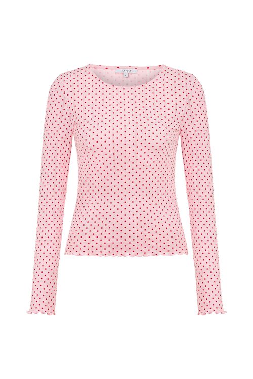 Pointelle Kırmızı Puantiyeli Şortlu Pijama Takımı 