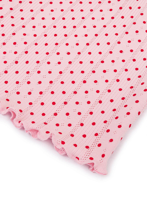 Pointelle Kırmızı Puantiyeli Şortlu Pijama Takımı 