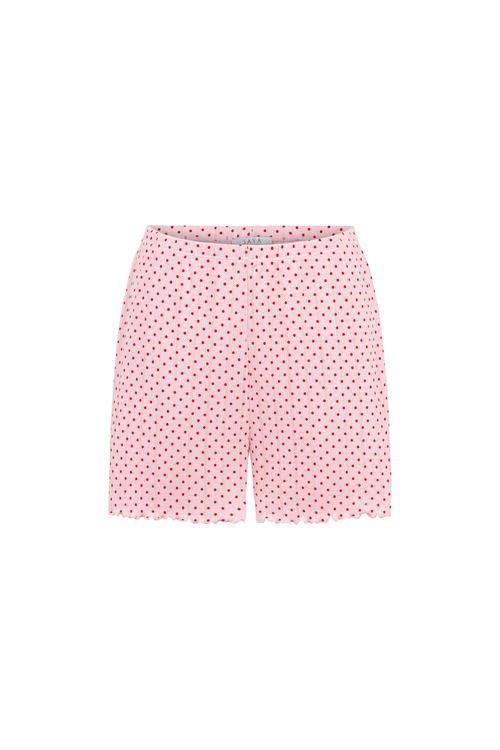 Pointelle Kırmızı Puantiyeli Şortlu Pijama Takımı 