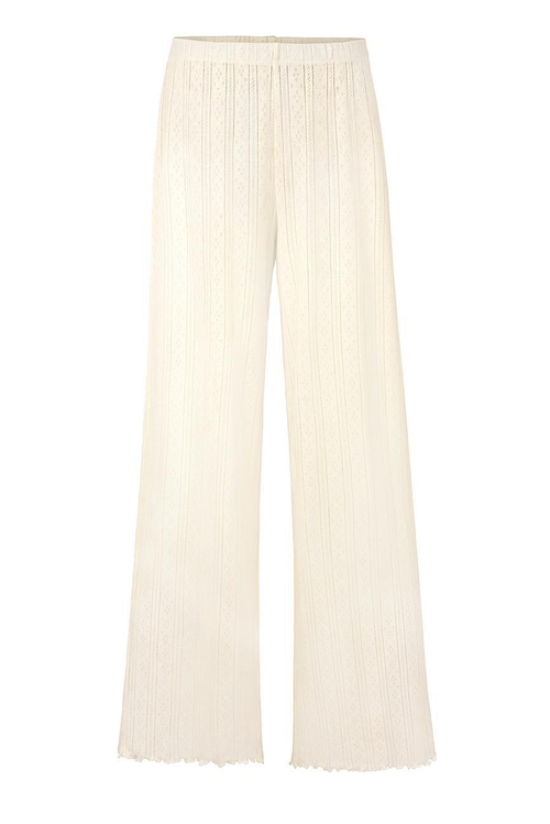 Pointelle V Yaka Pijama Takımı - Pointelle Sabahlık Set / Krem