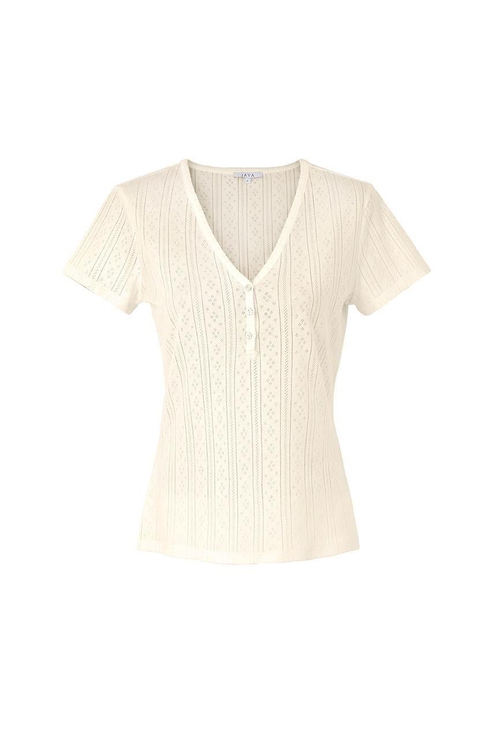 Pointelle V Yaka Pijama Takımı - Pointelle Sabahlık Set / Krem