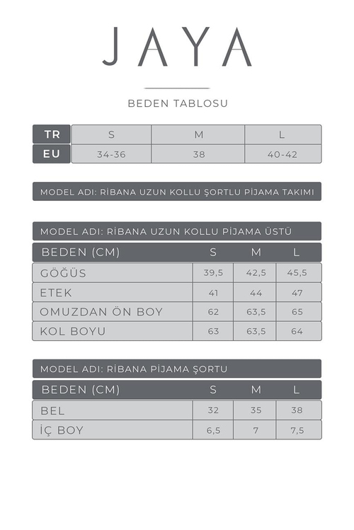 Ribana Uzun Kollu Şortlu Pijama Takımı / Ekru
