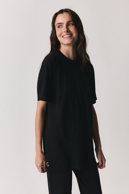 Saf Pamuklu ve Modal Basic Tişört / Siyah | JAYA
