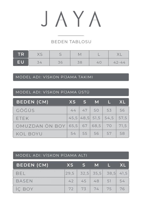 Viskon Kalp Desenli Biyeli Pijama Takımı / Beyaz