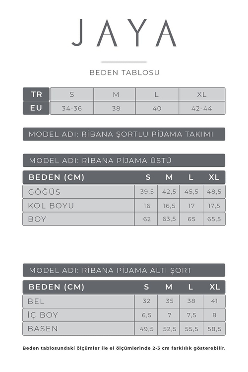 Viskon Ribana Kısa Şortlu Pijama Takımı / Siyah | JAYA