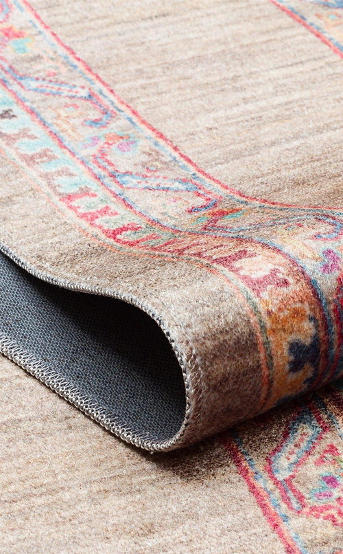 Antique Olive El Dokuması Kaymaz Tabanlı Yıkanabilir Kilim