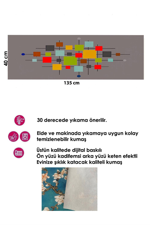 Tasarım Runner ve 4 lü Kırlent Kılıfı Takımı