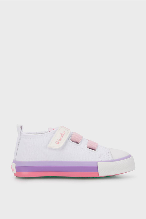 Benetton Kız Çocuk Cırtlı Converse Beyaz Pembe BN-30649P