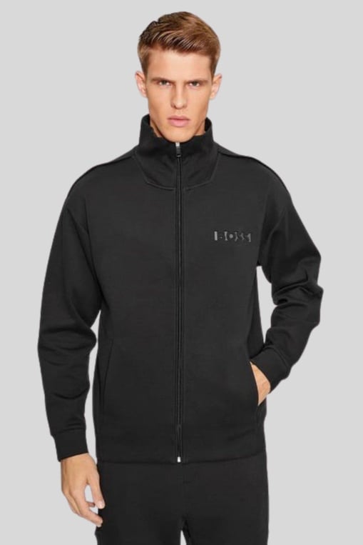 Boss Uzun Kol Normal Dik Yaka Günlük Erkek Sweatshirt Siyah